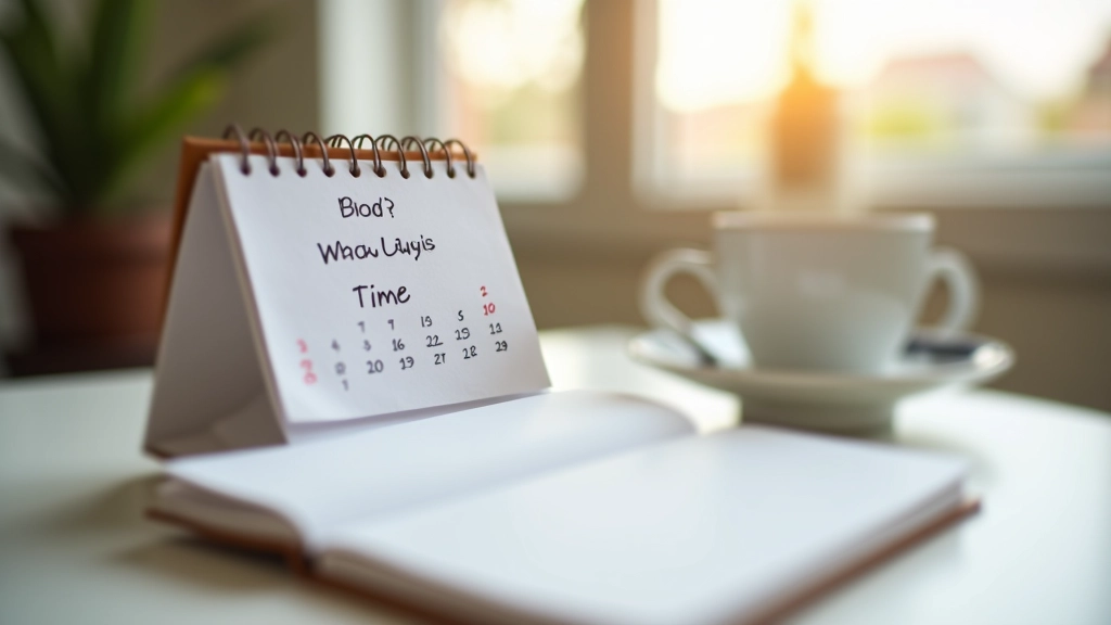 Calendario en escritorio mostrando horario planificado, taza de café y libreta con notas sobre finanzas, luz natural de ventana