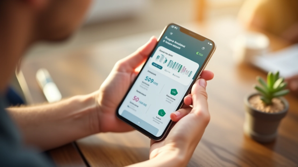 Aplicación bancaria en smartphone mostrando cuentas etiquetadas y metas de ahorro con barras de progreso