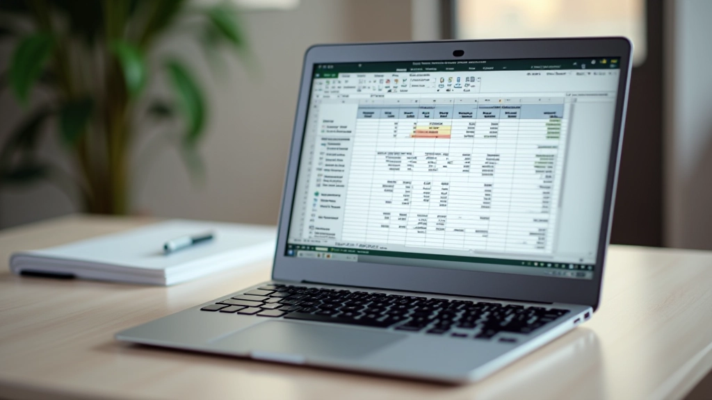 Laptop mostrando hoja de cálculo de presupuesto familiar