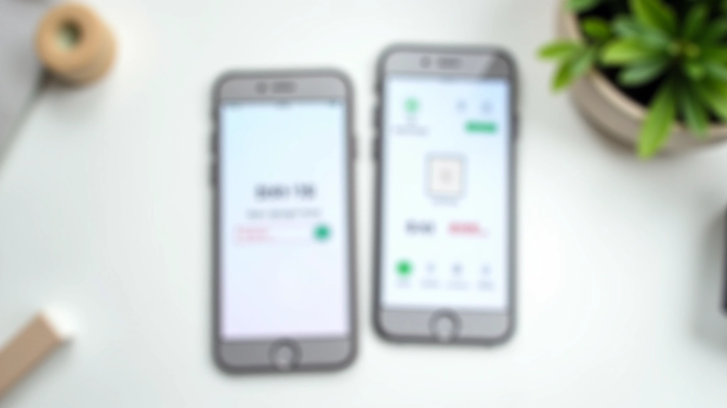 Dos teléfonos inteligentes mostrando aplicación de banca, transacciones de dinero compartido, escritorio blanco, vista superior, fotografía clara