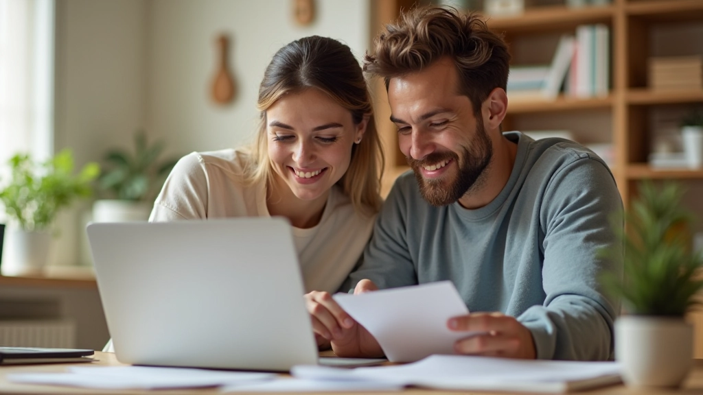 Pareja joven planificando su futuro financiero juntos